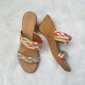 Italian Shoemakers Braided Straw Wedge Sandals